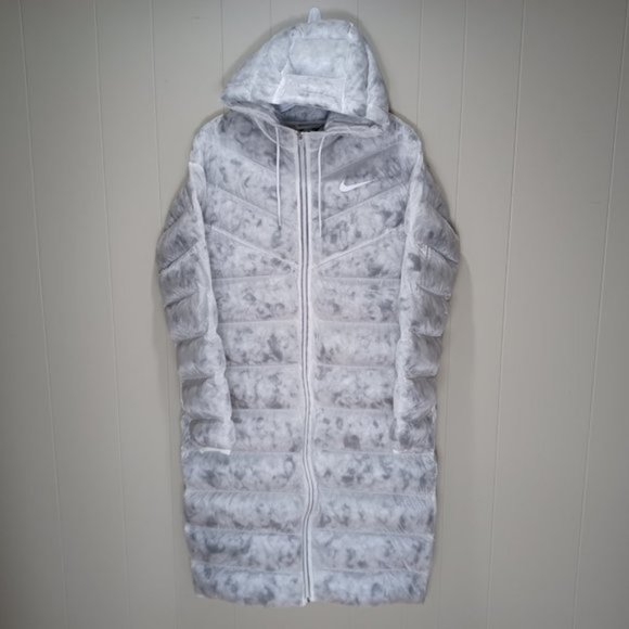 Nike Women's Marble EcoDown Long Parka Coat Winter Puffer Jacket Large - Picture 2 of 11
